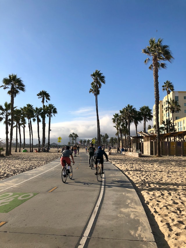 Bike riding is a great way to workout at the Santa Monica Beach.